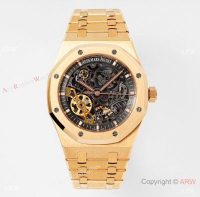 ZF Factory Audemars Piguet Royal Oak Black Skeleton 41mm Yellow Gold Watch Super Clone